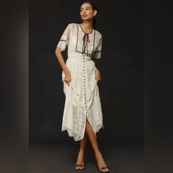 lace split dress Plus Size Serenity Lace Slit Dress- Ivory 1X / Ivory at Curvy Sense